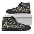 Monochrome Dinosaur Fossil Pattern Print Black High Top Sneakers