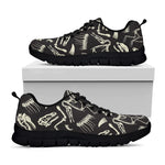 Monochrome Dinosaur Fossil Pattern Print Black Sneakers