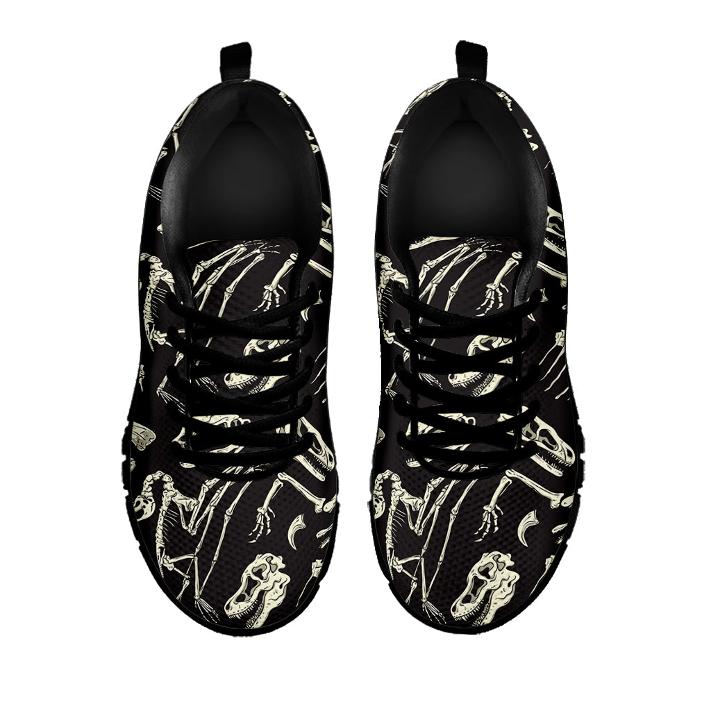 Monochrome Dinosaur Fossil Pattern Print Black Sneakers