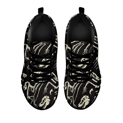 Monochrome Dinosaur Fossil Pattern Print Black Sneakers
