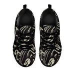 Monochrome Dinosaur Fossil Pattern Print Black Sneakers