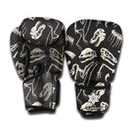 Monochrome Dinosaur Fossil Pattern Print Boxing Gloves