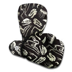 Monochrome Dinosaur Fossil Pattern Print Boxing Gloves