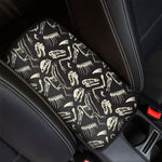 Monochrome Dinosaur Fossil Pattern Print Car Center Console Cover