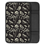Monochrome Dinosaur Fossil Pattern Print Car Center Console Cover