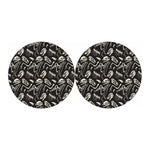 Monochrome Dinosaur Fossil Pattern Print Car Coasters