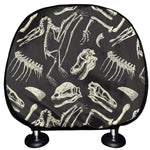 Monochrome Dinosaur Fossil Pattern Print Car Headrest Covers