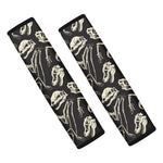 Monochrome Dinosaur Fossil Pattern Print Car Seat Belt Covers