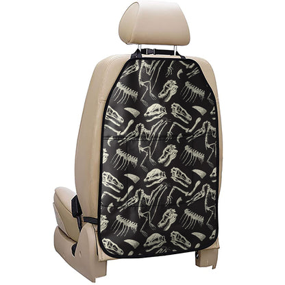 Monochrome Dinosaur Fossil Pattern Print Car Seat Organizers