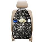 Monochrome Dinosaur Fossil Pattern Print Car Seat Organizers