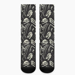 Monochrome Dinosaur Fossil Pattern Print Crew Socks