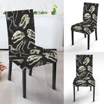 Monochrome Dinosaur Fossil Pattern Print Dining Chair Slipcover