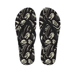 Monochrome Dinosaur Fossil Pattern Print Flip Flops