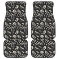 Monochrome Dinosaur Fossil Pattern Print Front and Back Car Floor Mats
