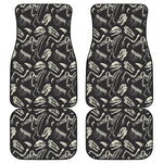Monochrome Dinosaur Fossil Pattern Print Front and Back Car Floor Mats