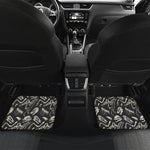 Monochrome Dinosaur Fossil Pattern Print Front and Back Car Floor Mats
