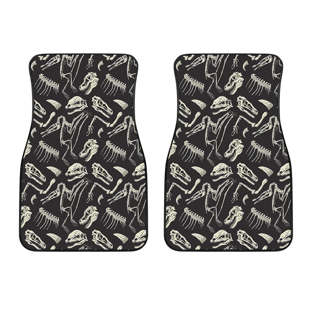 Monochrome Dinosaur Fossil Pattern Print Front Car Floor Mats
