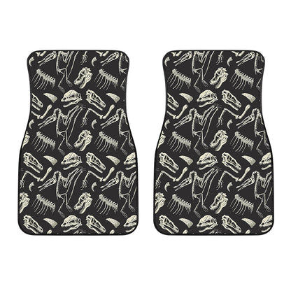 Monochrome Dinosaur Fossil Pattern Print Front Car Floor Mats