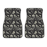 Monochrome Dinosaur Fossil Pattern Print Front Car Floor Mats