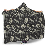 Monochrome Dinosaur Fossil Pattern Print Hooded Blanket
