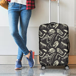 Monochrome Dinosaur Fossil Pattern Print Luggage Cover