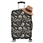 Monochrome Dinosaur Fossil Pattern Print Luggage Cover