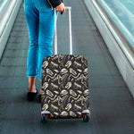 Monochrome Dinosaur Fossil Pattern Print Luggage Cover