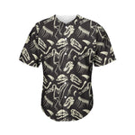 Monochrome Dinosaur Fossil Pattern Print Men's Baseball Jersey