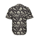 Monochrome Dinosaur Fossil Pattern Print Men's Baseball Jersey