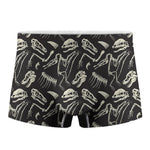 Monochrome Dinosaur Fossil Pattern Print Men's Boxer Briefs