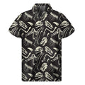 Monochrome Dinosaur Fossil Pattern Print Men's Short Sleeve Shirt