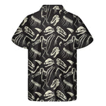 Monochrome Dinosaur Fossil Pattern Print Men's Short Sleeve Shirt