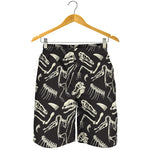 Monochrome Dinosaur Fossil Pattern Print Men's Shorts