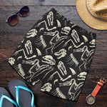 Monochrome Dinosaur Fossil Pattern Print Men's Shorts