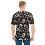 Monochrome Dinosaur Fossil Pattern Print Men's T-Shirt