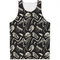 Monochrome Dinosaur Fossil Pattern Print Men's Tank Top