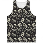 Monochrome Dinosaur Fossil Pattern Print Men's Tank Top