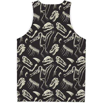 Monochrome Dinosaur Fossil Pattern Print Men's Tank Top
