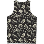 Monochrome Dinosaur Fossil Pattern Print Men's Tank Top