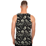 Monochrome Dinosaur Fossil Pattern Print Men's Tank Top