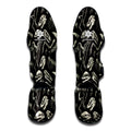 Monochrome Dinosaur Fossil Pattern Print Muay Thai Shin Guards