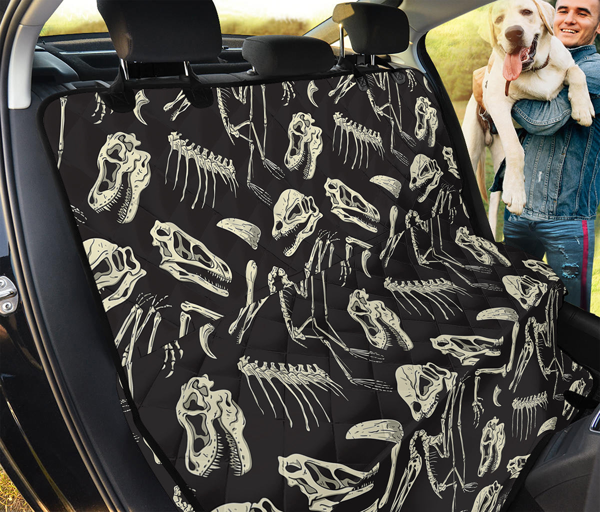 Monochrome Dinosaur Fossil Pattern Print Pet Car Back Seat Cover