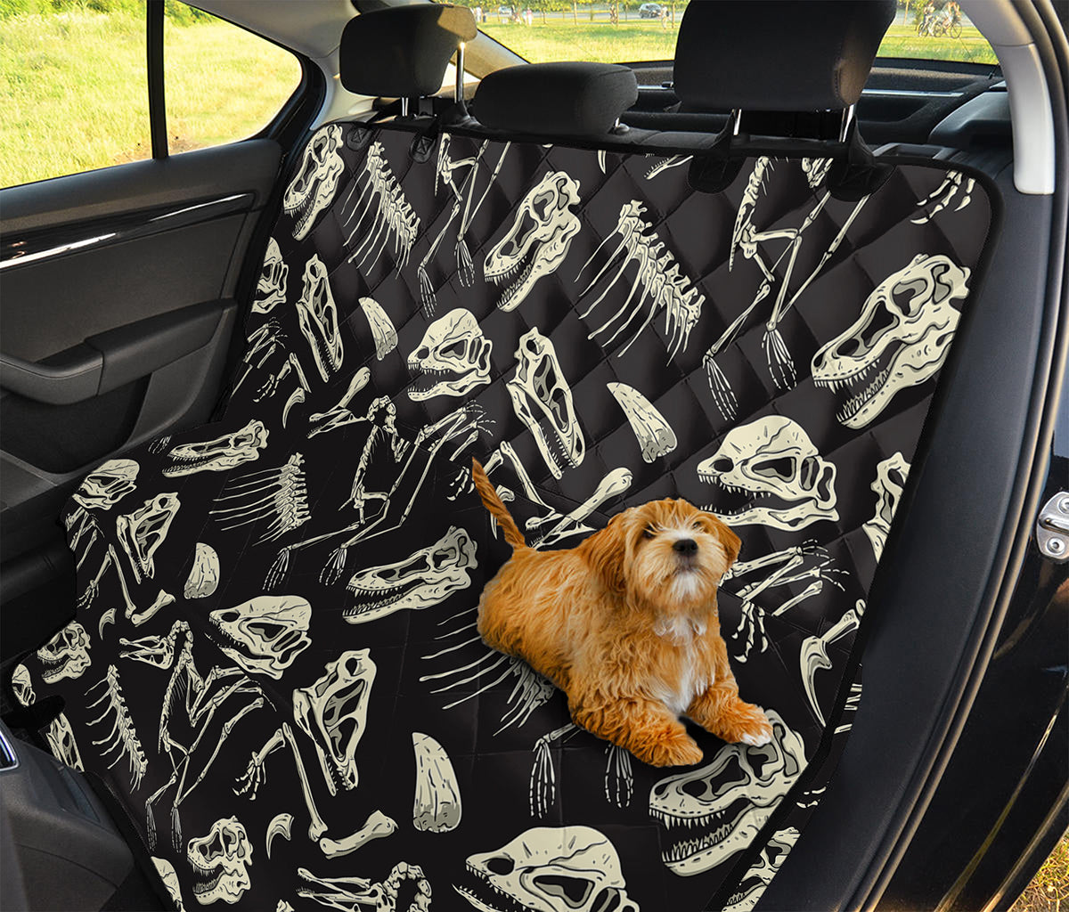 Monochrome Dinosaur Fossil Pattern Print Pet Car Back Seat Cover