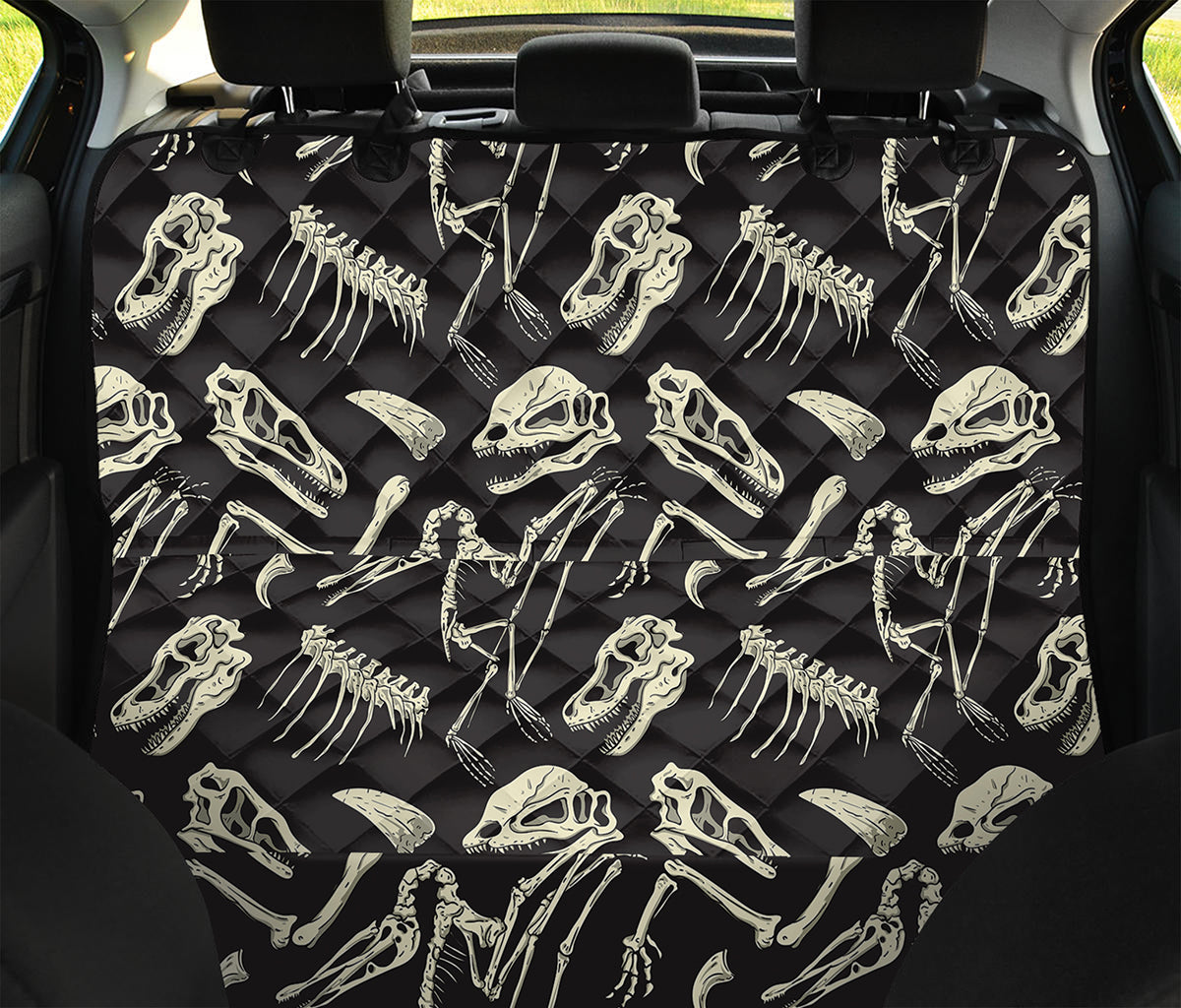 Monochrome Dinosaur Fossil Pattern Print Pet Car Back Seat Cover