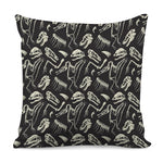 Monochrome Dinosaur Fossil Pattern Print Pillow Cover