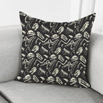 Monochrome Dinosaur Fossil Pattern Print Pillow Cover
