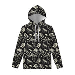 Monochrome Dinosaur Fossil Pattern Print Pullover Hoodie