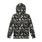Monochrome Dinosaur Fossil Pattern Print Pullover Hoodie