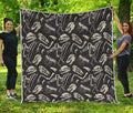 Monochrome Dinosaur Fossil Pattern Print Quilt
