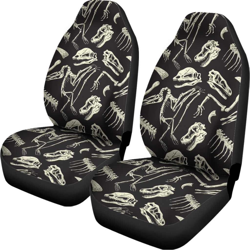 Monochrome Dinosaur Fossil Pattern Print Universal Fit Car Seat Covers